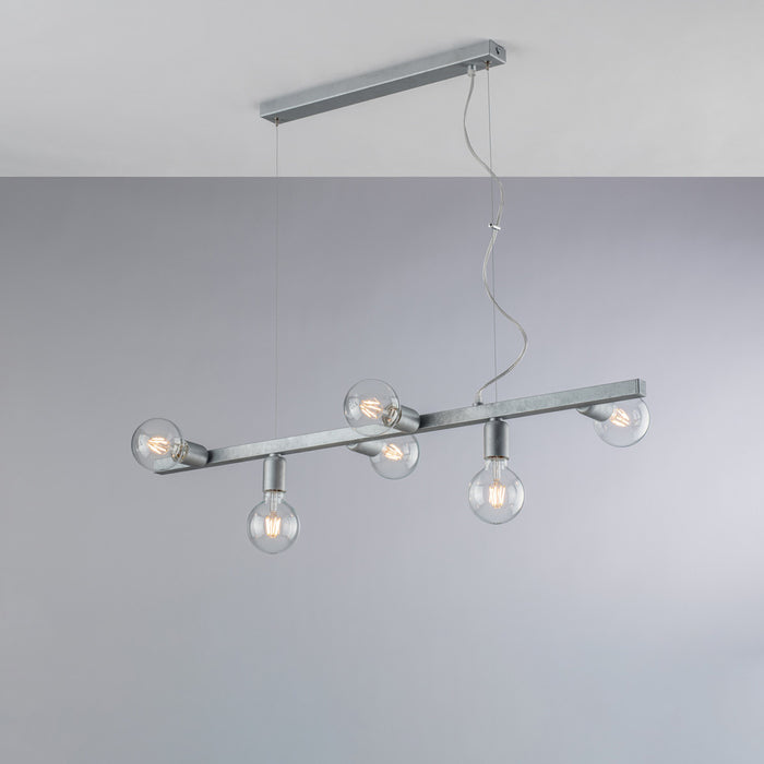 Lampadario Contemporaneo Fabian Metallo Argento 6 Luci E27