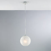 Sospensione Industrial Olaf In Ferro Laccato Bianco E Vetro 1 Luce