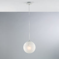 Sospensione Industrial Olaf In Ferro Laccato Bianco E Vetro 1 Luce