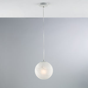 Sospensione Industrial Olaf In Ferro Laccato Bianco E Vetro 1 Luce