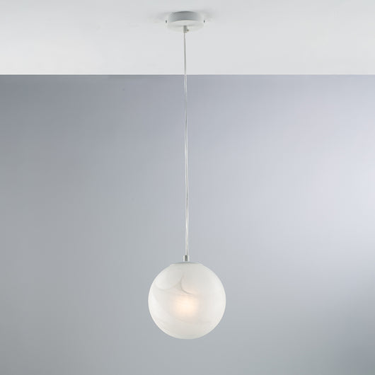 Sospensione Industrial Olaf In Ferro Laccato Bianco E Vetro 1 Luce