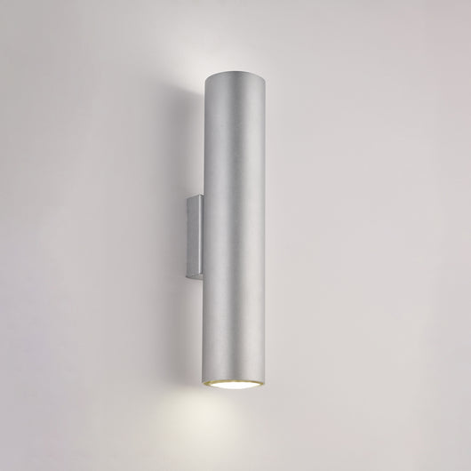 Applique Moderna A Cilindro Dag 2 Luci Gu10 In Ferro Laccato Argento