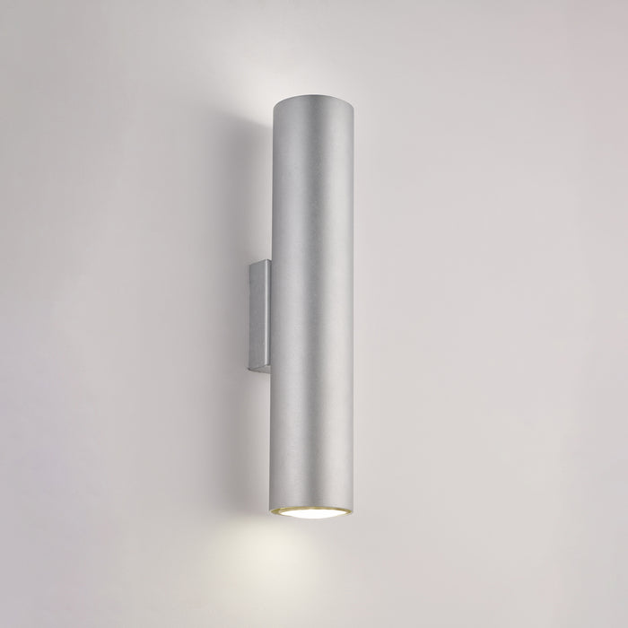 Applique Moderna A Cilindro Dag 2 Luci Gu10 In Ferro Laccato Argento