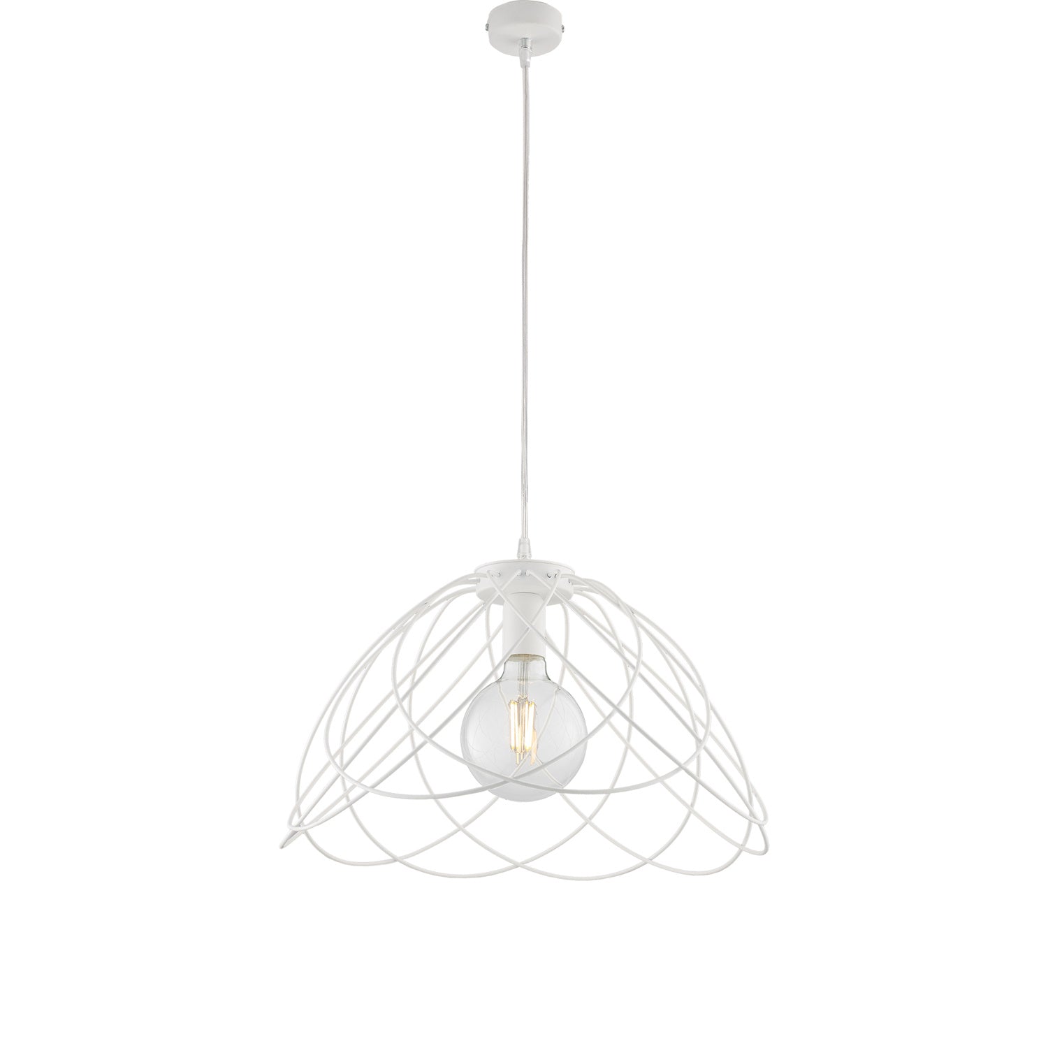 Sospensione Moderna 1 Luce Pagoda In Ferro Laccato Bianco