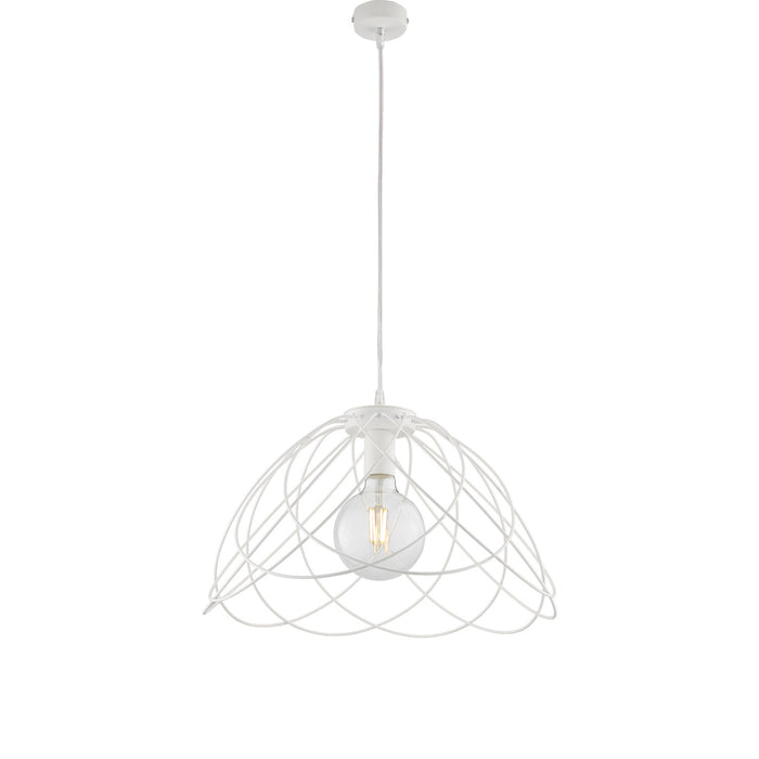 Sospensione Moderna 1 Luce Pagoda In Ferro Laccato Bianco