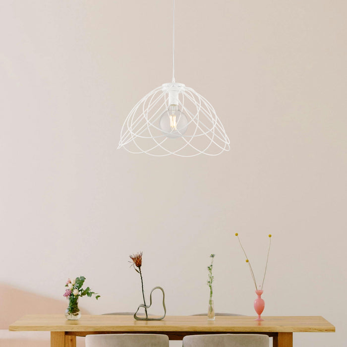 Sospensione Moderna 1 Luce Pagoda In Ferro Laccato Bianco