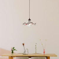 Sospensione 1 Luce Anemone In Ferro Laccato Ruggine E Ceramica Decorata