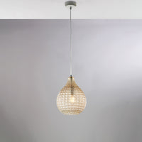 Sospensione 1 Luce Diamante In Ferro Bianco E Vetro Soffiato Ambra