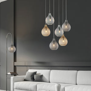 Sospensione 1 Luce Diamante In Ferro Bianco E Vetro Soffiato Ambra