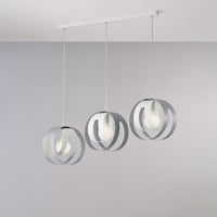 Tobias Sospensione con rosone rettangolare e diffusori taglio laser in ferro laccato bianco e grigio con cavo elettrico regolabile 3 luci