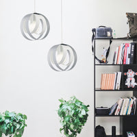 Sospensione 1 Luce Tobias Ferro Laccato Bianco E Grigio Taglio Laser