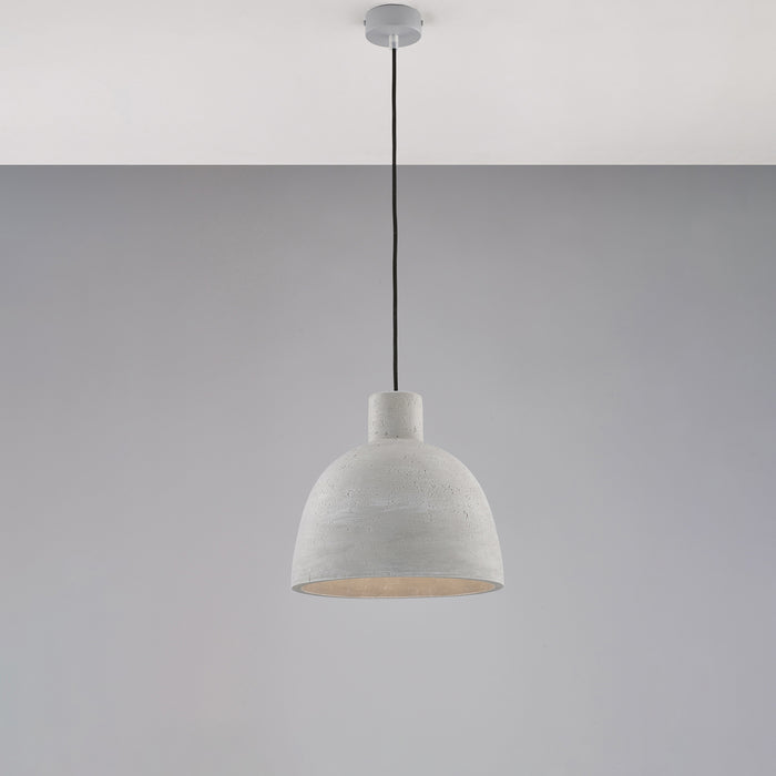 Sospensione 1 Luce Portland In Ferro E Diffusore Cemento Diam 28