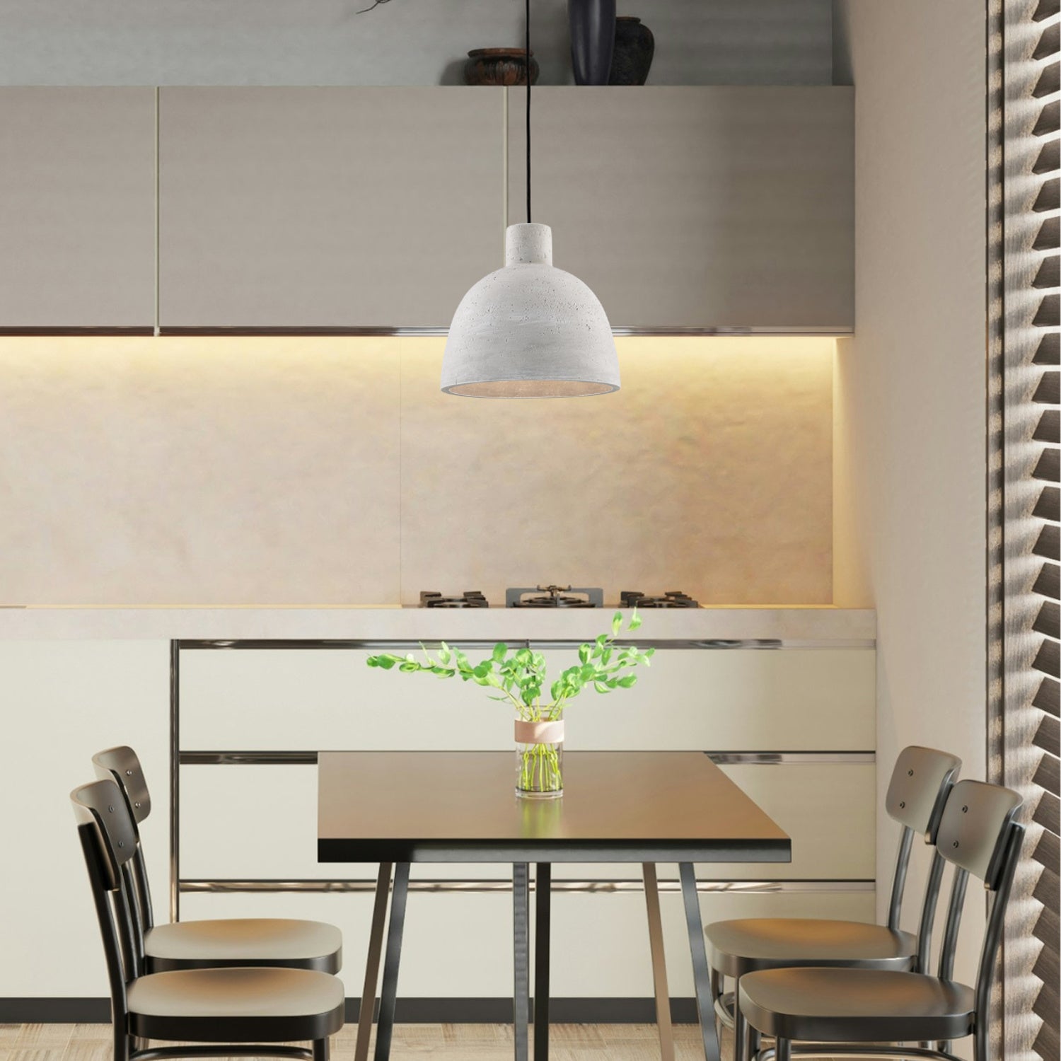 Sospensione 1 Luce Portland In Ferro E Diffusore Cemento Diam 28