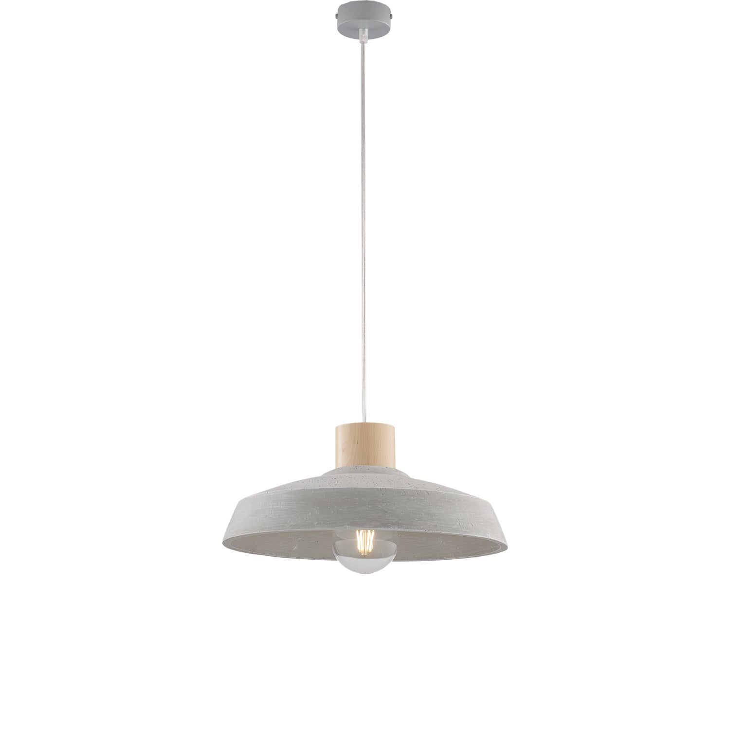 Sospensione 1 Luce Portland In Ferro E Diffusore Cemento Diam 40