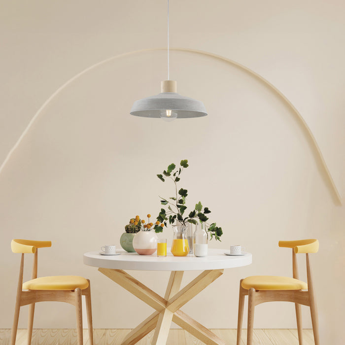 Sospensione 1 Luce Portland In Ferro E Diffusore Cemento Diam 40