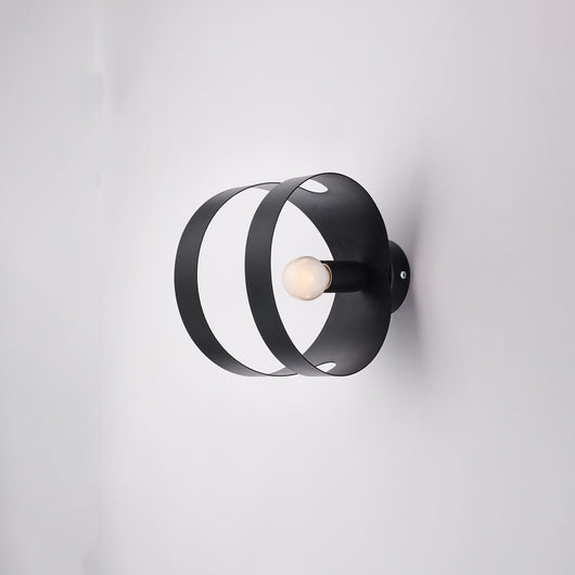 Applique Moderna 1 Luce Peter In Ferro Nero Taglio Laser