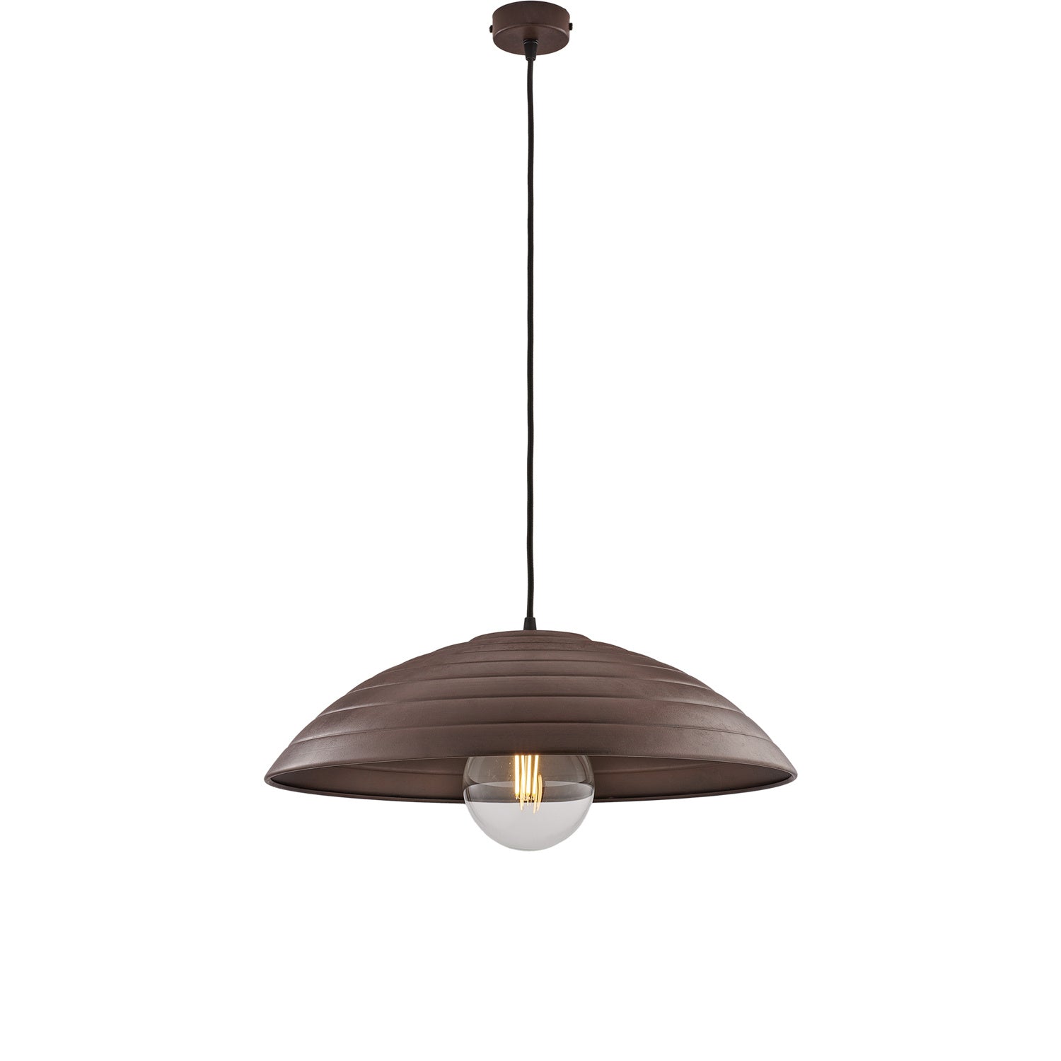 Sospensione 1 Luce Sender In Ferro Laccato Nero Con Decoro Ruggine