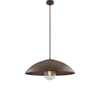 Sospensione 1 Luce Sender In Ferro Laccato Nero Con Decoro Ruggine