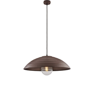 Sospensione 1 Luce Sender In Ferro Laccato Nero Con Decoro Ruggine