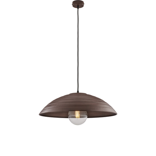 Sospensione 1 Luce Sender In Ferro Laccato Nero Con Decoro Ruggine