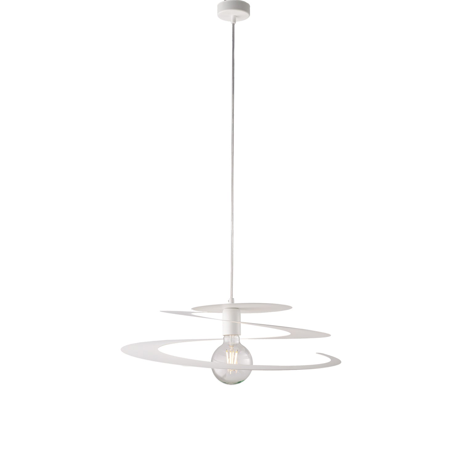 Sospensione Moderna 1 Luce Spring Ferro Laccato Bianco Taglio Laser