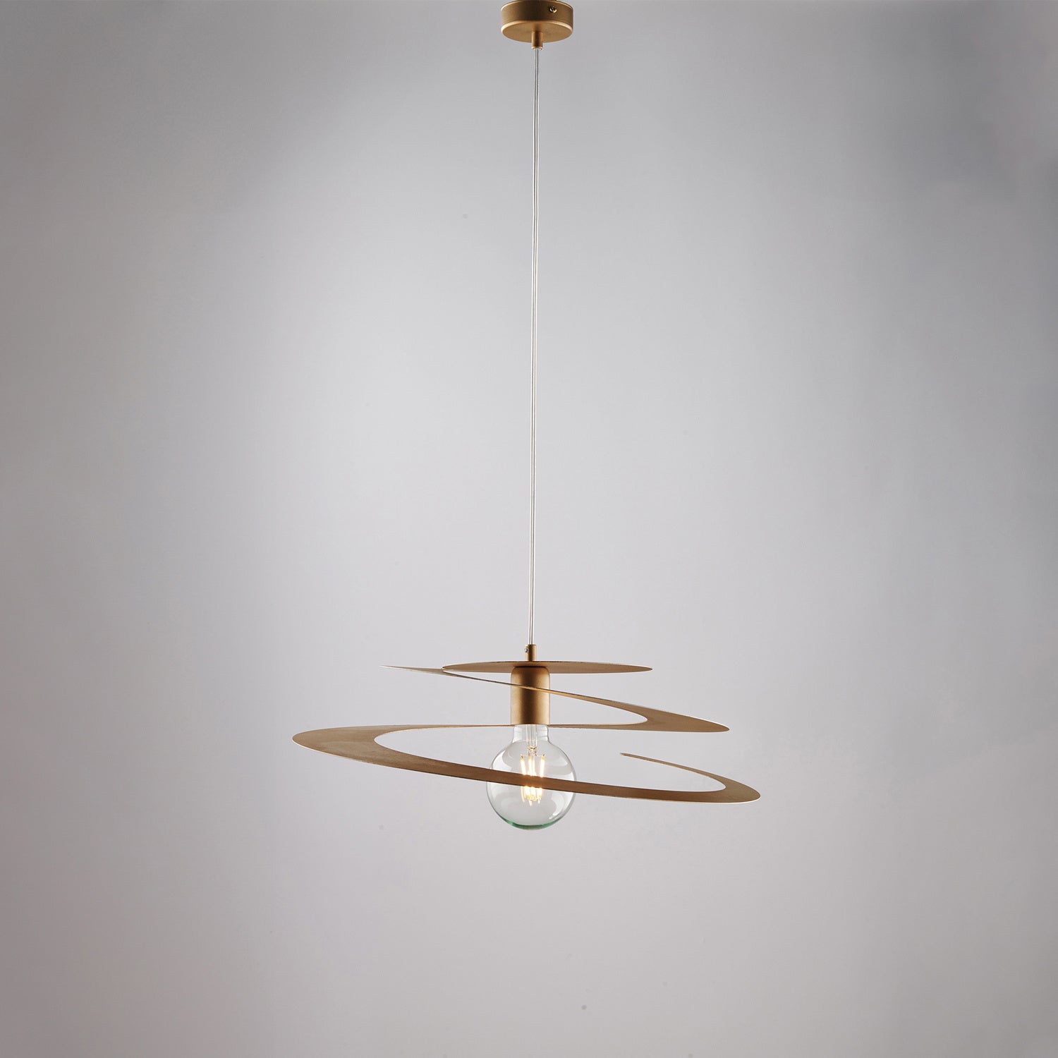 Sospensione Moderna 1 Luce Spring Ferro Laccato Oro Taglio Laser