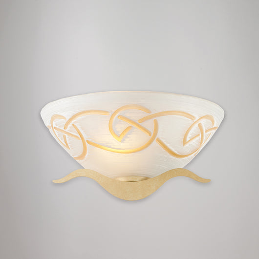 Applique 1 Luce Bilbao In Ferro Laccato Avorio E Vetro Bianco Ambra