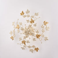 Edera - Plafoniera in ferro laccato avorio con decoraz. oro antico e strass in cristallo 4 luci H.22 - Ø60 - BL50-PL4-AV