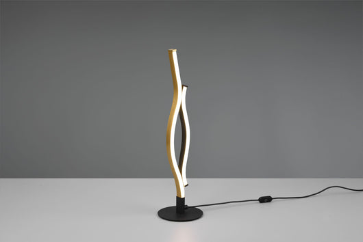 BLAZE LAMPADA DA TAVOLO LED 8W 900lm, 2300+3000+4000K ONDULATA METALLO OTTONE E NERO DIMMERABILE CON INTERRUTTORE TOUCH H. 48CM