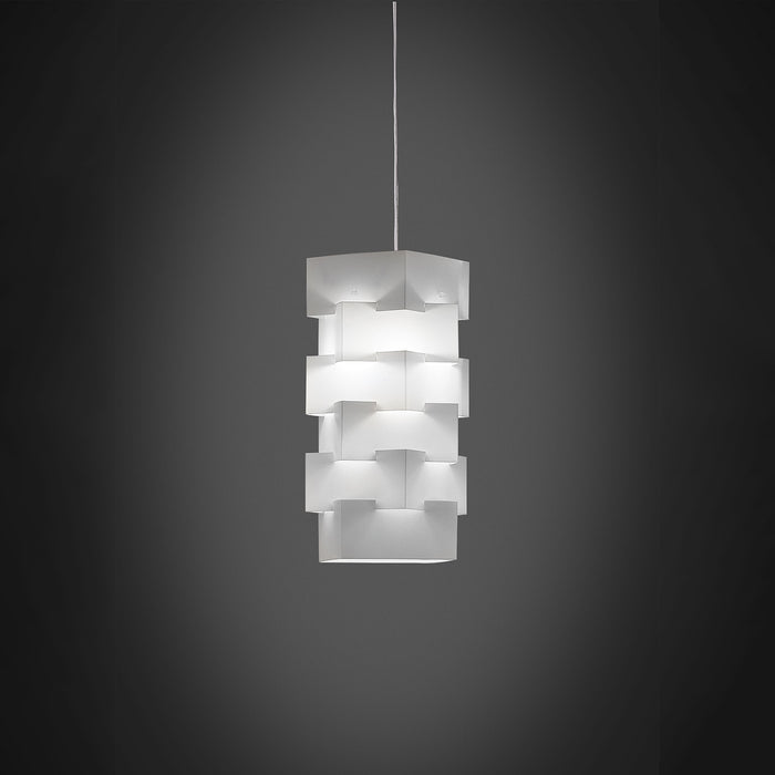 Sospensione Moderna Building Polilux ® Bianco E Metallo Cromo 1 Luce E27