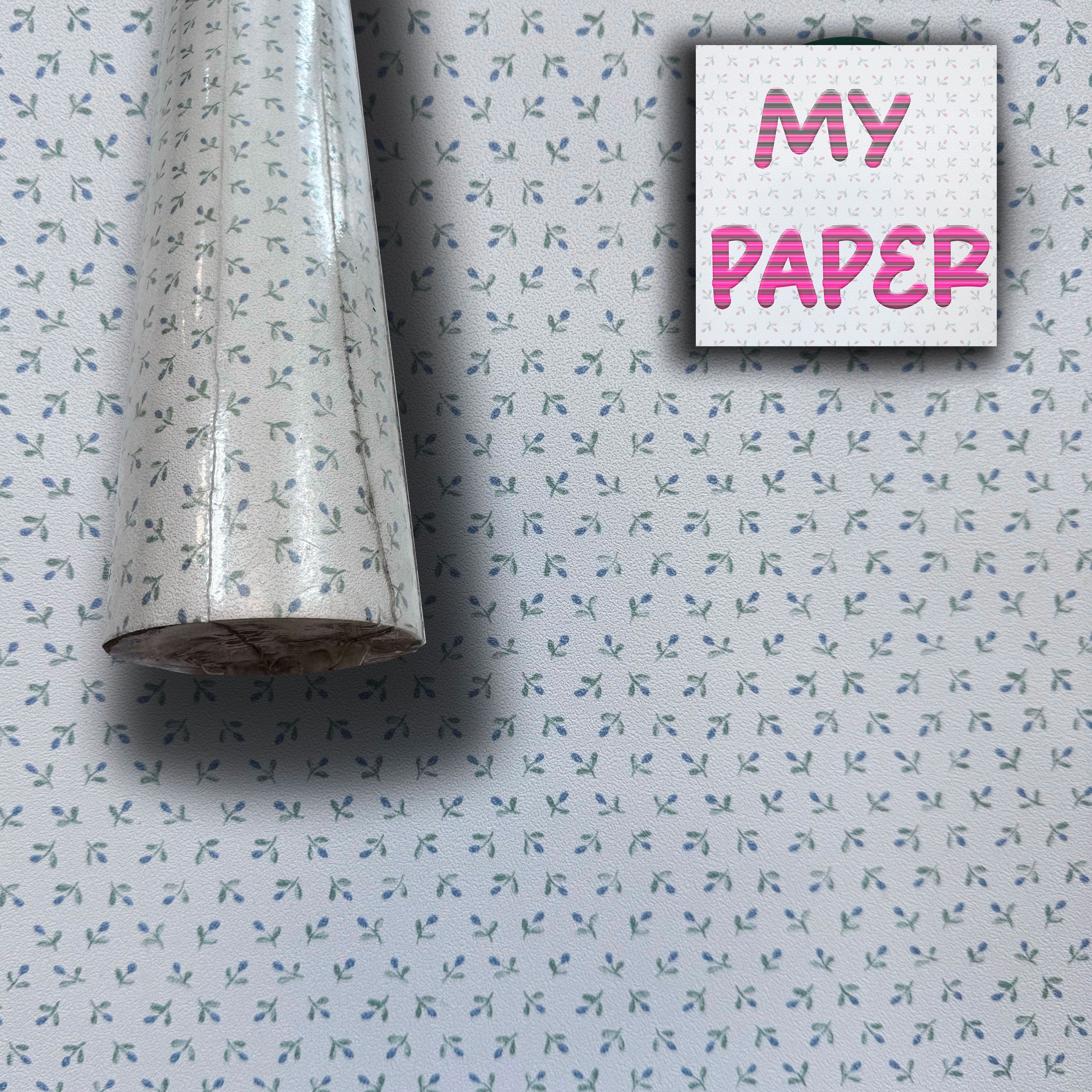 SUPER STOCK  al mq  - Rotolo da 5,2mq (10x0,52mt) di Carta da Parati vinilica Top Quality lavabile FIORELLINI BLU