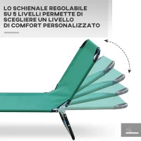 Sdraio da Giardino Pieghevole con Schienale Reclinabile su 4 Posizioni, 188x56x28cm, Verde