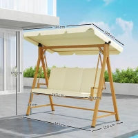 Dondolo da Giardino 3 Posti con Tettuccio Regolabile e Cuscini, 195x120x170 cm, Beige