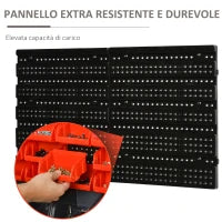 DURHAND Pannello Portautensile con 30 Contenitori Regolabili e Rimovibile, Montaggio a Muro, PP, Rosso Grigio Nero, 37.5x18x63cm