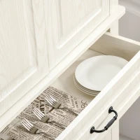 Credenza Cucina con 2 Armadietti e Cassetto in Stile Coloniale, 80x35x180cm Bianco