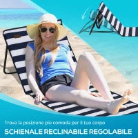 Set 2 Sdraio da Spiaggia Pieghevoli e Regolabili con Tasca, in Acciaio e Poliestere, 142x51x40 cm, Multicolore