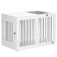 Casetta per Cani Taglia Media con 2 Porte Bloccabili, Gabbia in Acciaio e MDF, 80x50x56.5 cm, Bianco