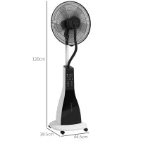 Ventilatore Nebulizzatore con Serbatoio 3L, 3 Modalità e 3 Velocità, 44.5x38.5x120 cm, Bianco e Nero