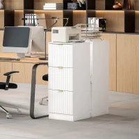 Cassettiera da Scrivania con 3 Cassetti Frontali Scanalati Mobile Archivio per Formato A4 o Lettera 40x40x101 cm Bianco