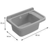 MONGARDI Lavandino pilozzo a muro da esterno 60x40x25, colore CEMENTO