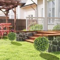 Set 2 Piante Artificiali di Bosso da 40 cm con Picchetto Integrato per Interno ed Esterno, Verde