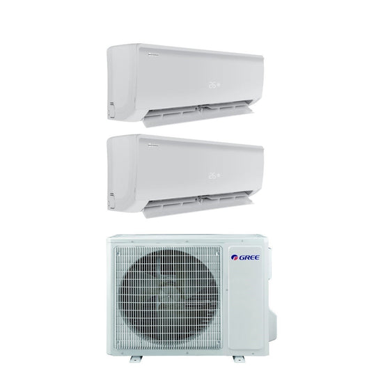Climatizzatore Condizionatore Gree Dual Split Inverter serie BORA PLUS 9+12 con GWHD(14)NK6OO R-32 Wi-Fi Optional 9000+12000