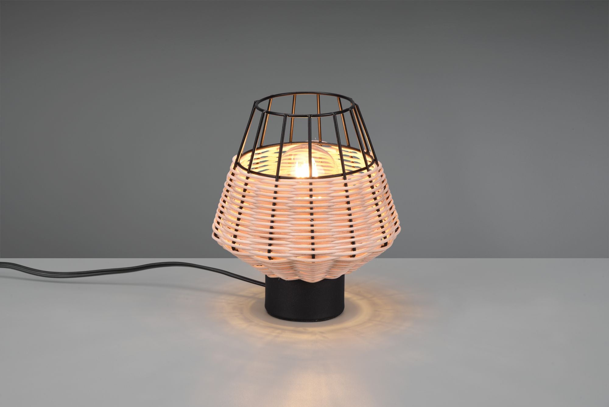 BORKA LAMPADA DA TAVOLO IN RATTAN COLORE NATURALE H. 20CM 1 LUCE ATTACCO E27