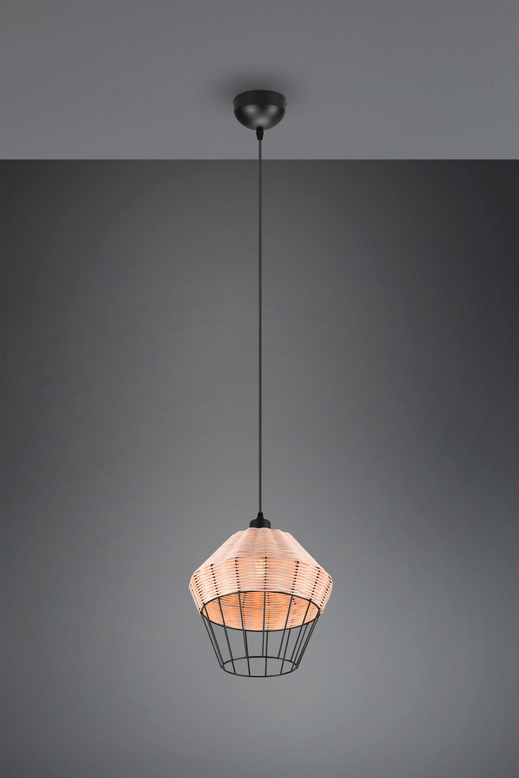 BORKA SOSPENSIONE IN RATTAN COLORE NATURALE D. 30CM ATTACCO E27