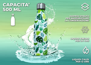 Borraccia Termica Tropical 500ml Bottiglia Acqua Thermos Caffè Bevande Calde - Borraccia - Verde