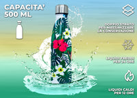 Borraccia Termica Tropical 500ml Bottiglia Acqua Thermos Caffè Bevande Calde - Borraccia - Verde-Rosso