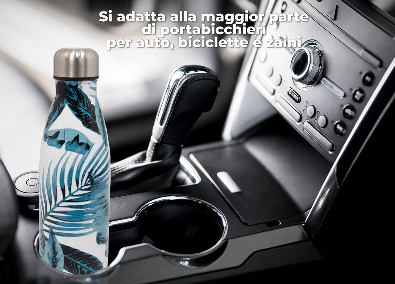 Borraccia Termica 500ml Bottiglia Acqua Thermos Caffè E Bevande Calde In Acciaio In Fantasia Doppio Strato - Borraccia - Felce Verde