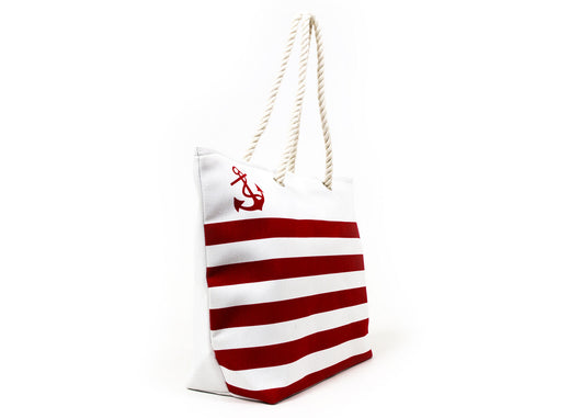 Borsa Mare Borsone Grande Spiaggia Piscina Beach Stripe A Righe Chiusura Zip - Borsa - Rosso