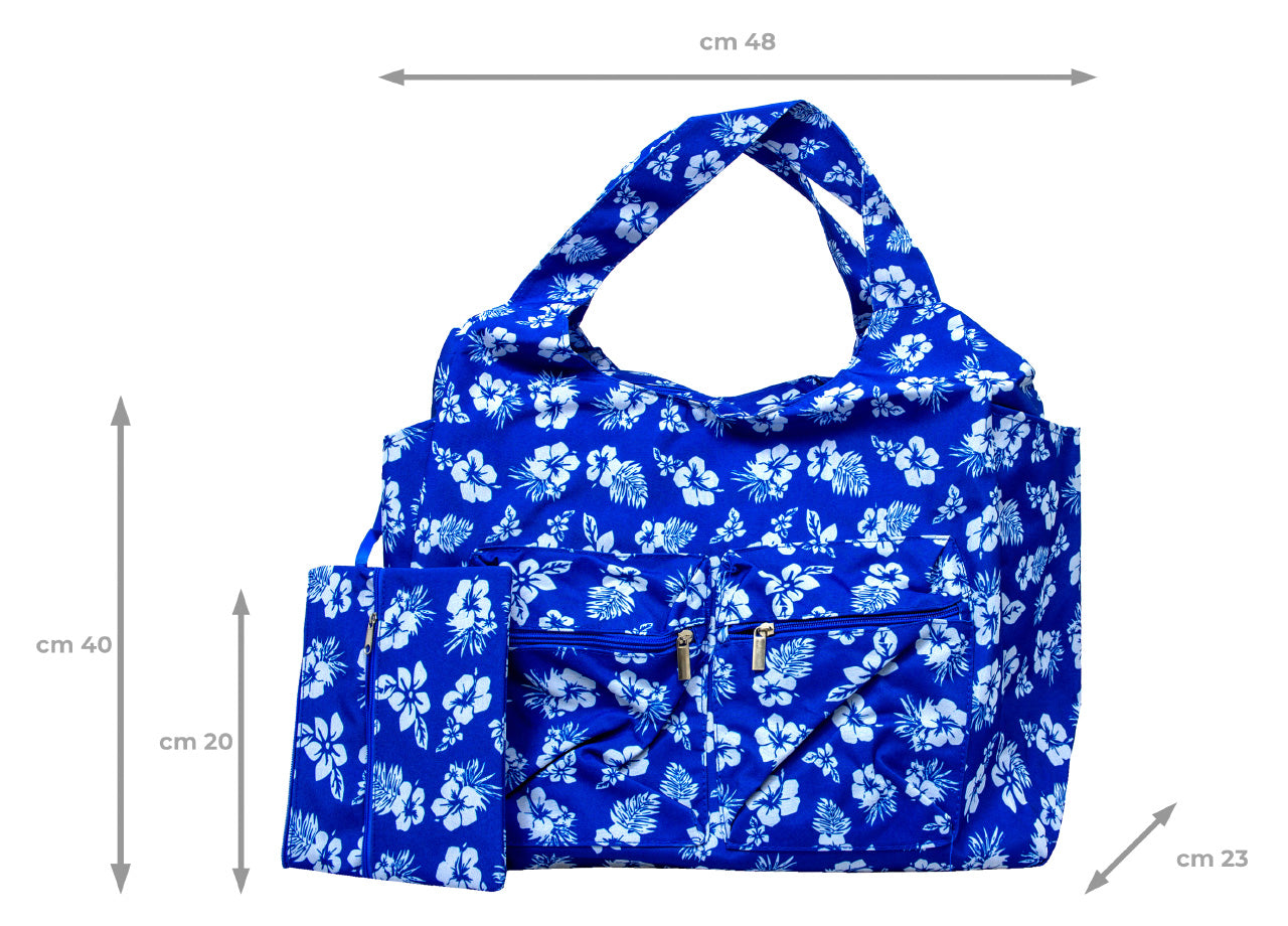 Borsa Mare Spiaggia Piscina Borsone Grande Tasca Portaoggetti Mod Malibu - Borsa - Blu