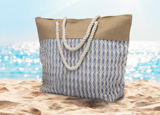 Borsa Mare Spiaggia Piscina Borsone Grande Tasca Portaoggetti Modello Ropes - Borsa - Blue